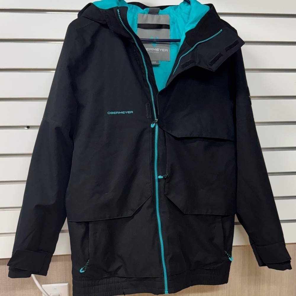 Obermeyer Gage Insulated Black Hooded Ski Jacket teen youth size 18 XL